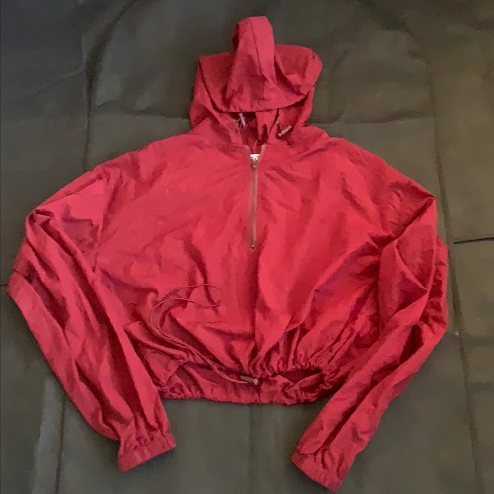 CROPPED HOODIE SWEATSHIRT RED WINE SMALL TICTOC